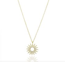 Kette 925 Silber gold Zirkonia Sonne Stern layer fein 40+5cm