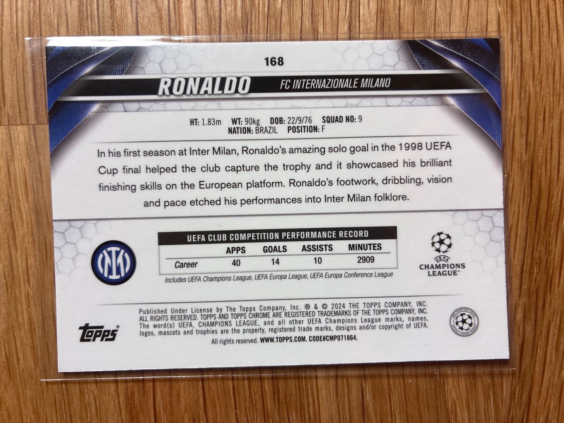 Topps Sammelbilder & Trading cards: Topps Chrome Ronaldo R9 Inter Mailand Legendary Case Hit – Gebraucht aus Wangenried von Garagara 1