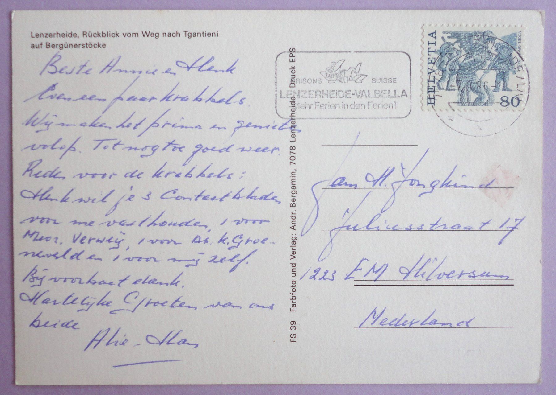 Cartoline postali: Lenzerheide, Rückblick – Difettoso da Fétigny venduto da Billy2miny 1