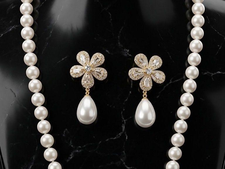 Altri gioielli: Parure collier et boucles perles fleur dorée – Nuovo e nell'imballaggio originale da St-Maurice venduto da Sandrinette123 1