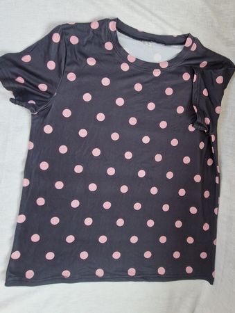 Damen T-Shirt schwarz mit rosa Punkten Gr. S /M