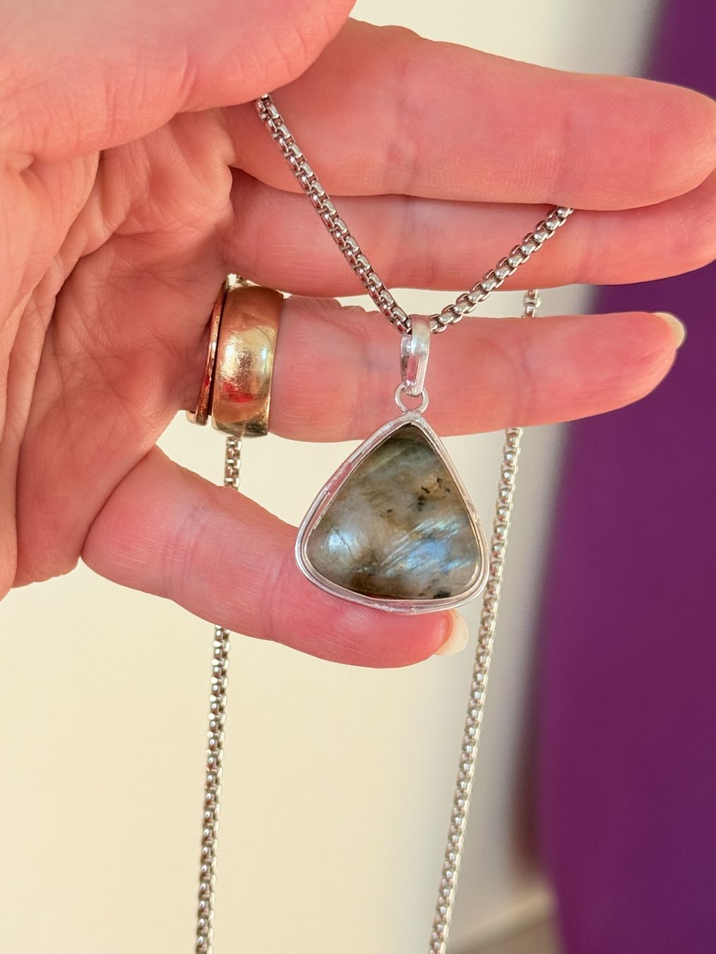 Catenine: Collier avec pendentif en labradorite naturelle – Nuovo e nell'imballaggio originale da Genève venduto da AGBERG 6