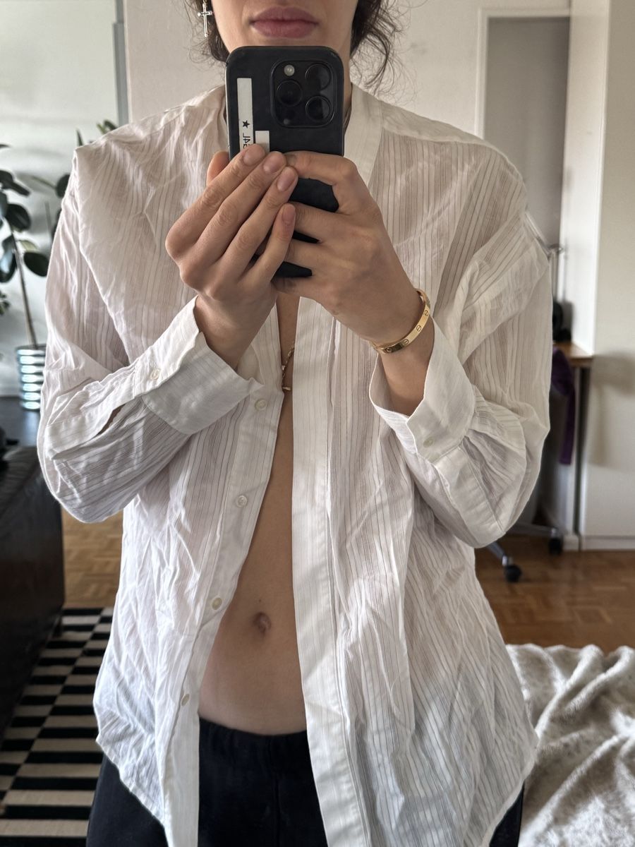 Camicette: White cotton blouse - baumwoll hemd weiss – Usato da Zürich venduto da forestF4iry