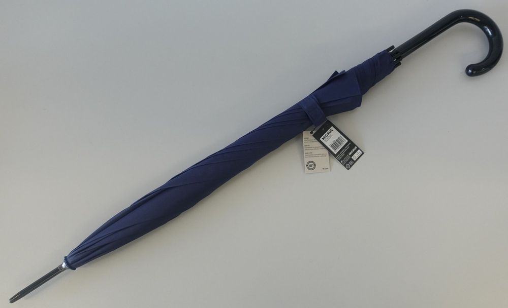 Blauer Spazierschirm Mit Auf-Automatik – Länge 89 Cm, Durchmesser 96 Cm, Stockgriff