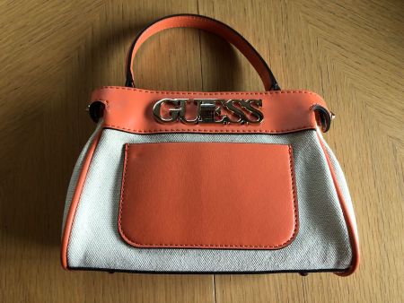 Guess Handtasche Orange Canvas Leder Sommer Stil Chic
