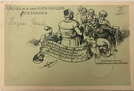 Postkarte - Gruss aus Ratskeller Wiesbaden - Reichspost 1899