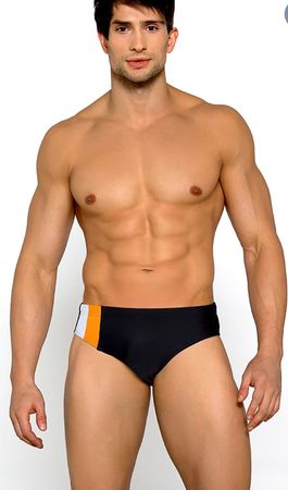 Badehose für Herren in schwarz mit orange-weiss - XXL