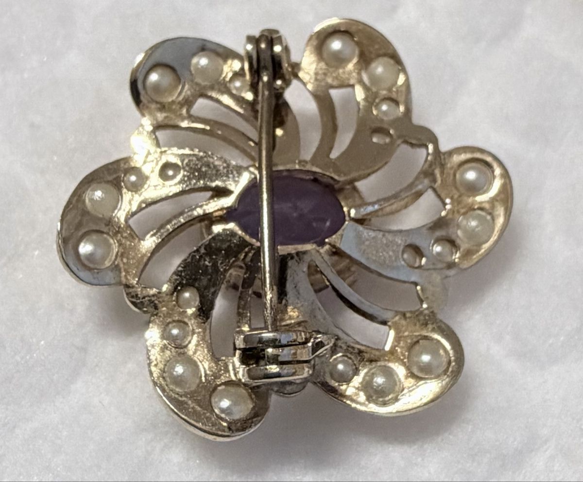 : 🟣  Antike Brosche Amethyst mit Perlen – Usato da Weissbad venduto da Simiswiss321 3