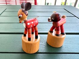 Vintage Holzfiguren Reh und Fohlen (bewegbar)