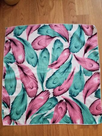 Scarf with Feather Design, Square, Spring Colors