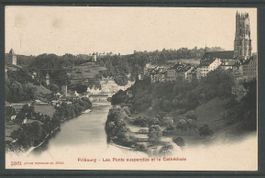 Carte P ( Fribourg / Les Ponts suspendus et la Cathédrale )