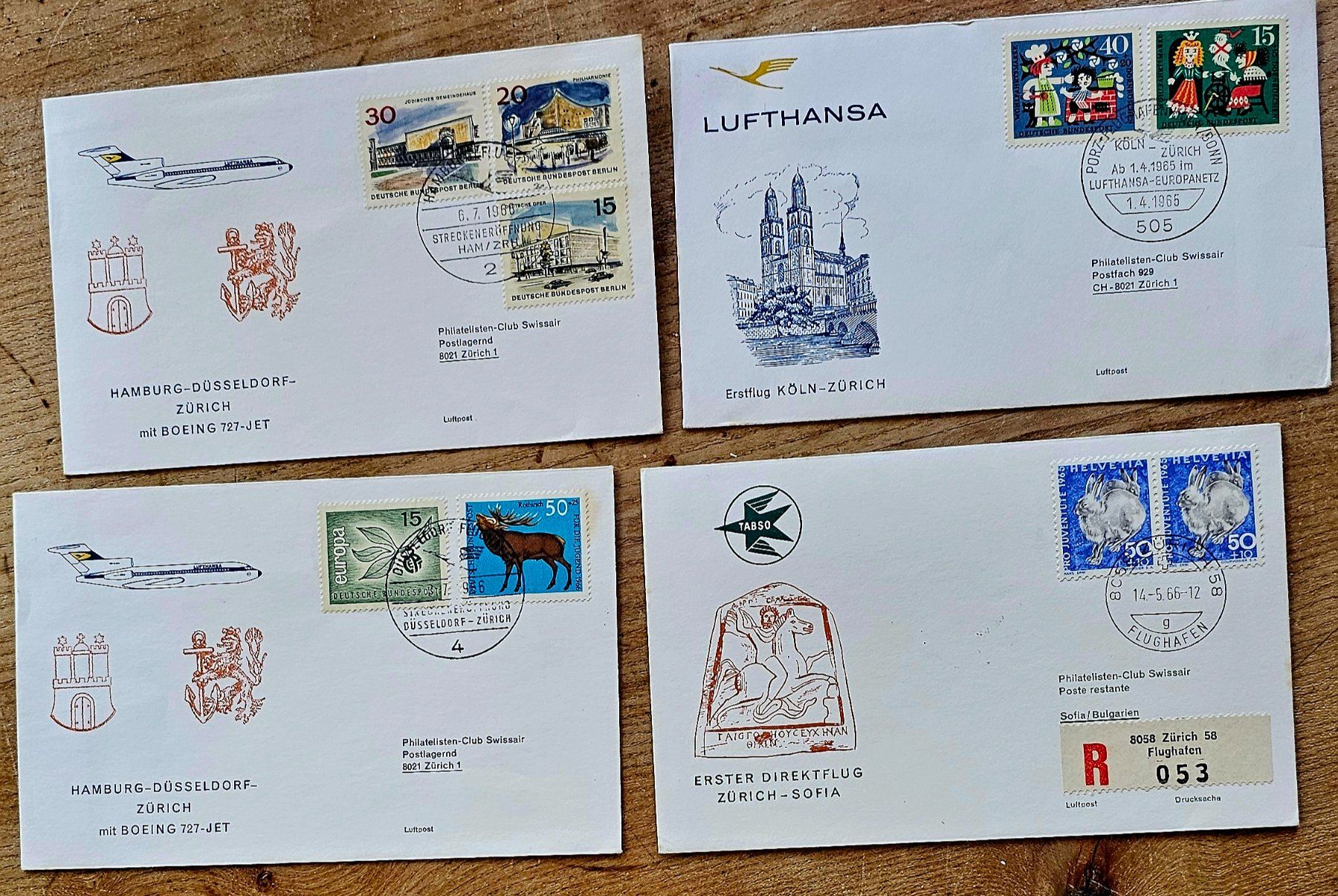 Tous les timbres: 4 Erstflug Briefe – D'occasion à Les Valettes par Nuba1