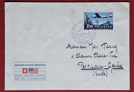 FLUGPOST 42 SWISSAIR GENEVE WASHINGTON USA PETIT LANCY 1947