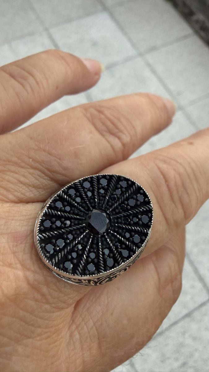 Anelli: Silberring mit schwarzer Zirkonia, Grösse 60 – Nuovo e nell'imballaggio originale da Ebikon venduto da elischka 1
