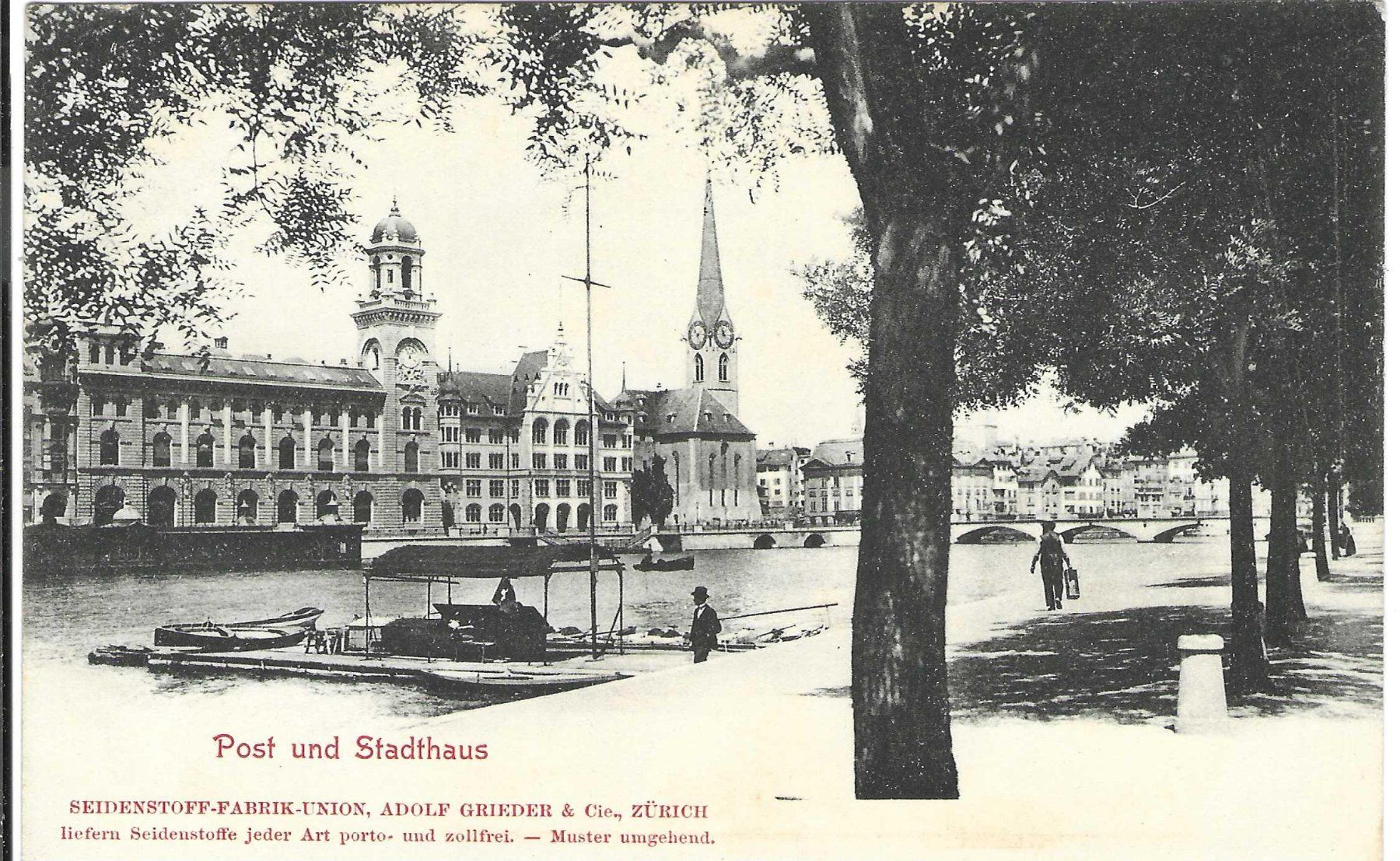 Cartoline postali: Zürich, Post und Stadthaus – Usato da Wildhaus venduto da Brunphil