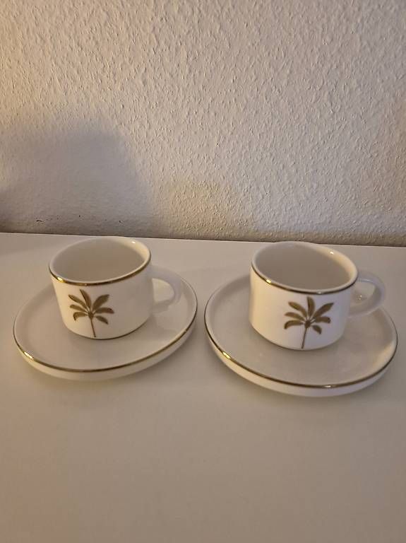 Tazze: 2 wunderschöne Espressotassen mit Palmen inkl. Unterteller – Usato da Allschwil venduto da Sandyheart 2