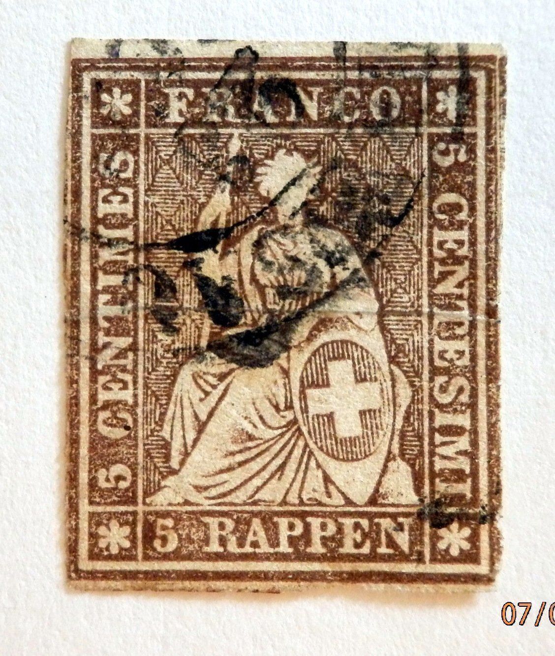 Alle Briefmarken: Strubel, ZNr.22D mit 2K-Stempel – Gebraucht aus Ueberstorf von dinbau