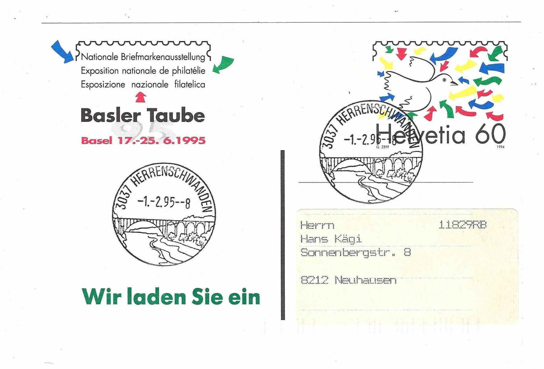Tutti i francobolli: Postkarte mit Privatzudruck 1995 su – Usato da Aarau venduto da fussball-fussball