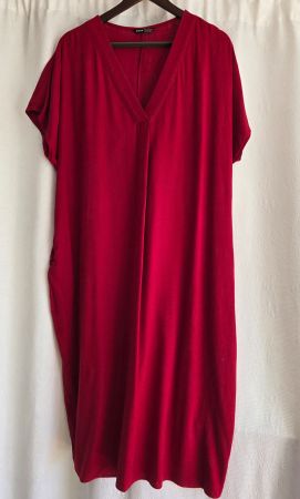 Leinen-Kleid / Kaftan in Kirschrot – Gr. XL