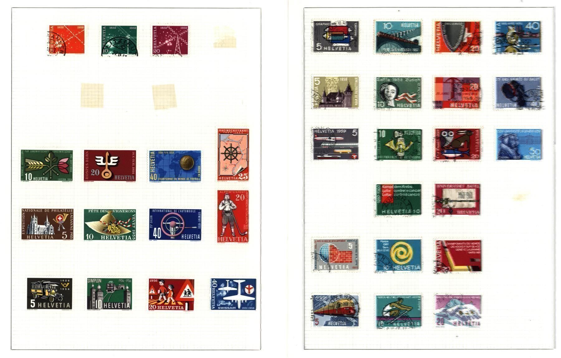 Alle Briefmarken: Schweiz Sammlung 6 Seiten (Q360) – Gebraucht aus Seuzach von Philahits 2