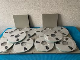 10 ReVox NAB Metal Spulen mit Band und Archivcassetten