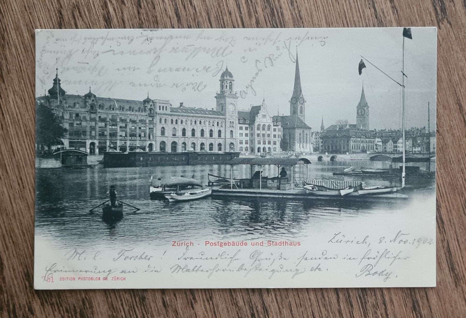 Ansichtskarten: Zürich mit Postgebäude und Stadthaus 1902 – Gebraucht aus Ebikon von Donar50