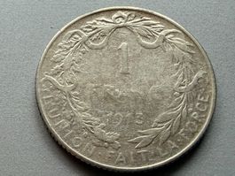 1 Franc 1913 Belgien - Silber 835/1000