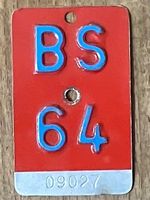BS 64 - VELONUMMER - FAHRRADSCHILD - PLAQUE DE VELO - BS 64