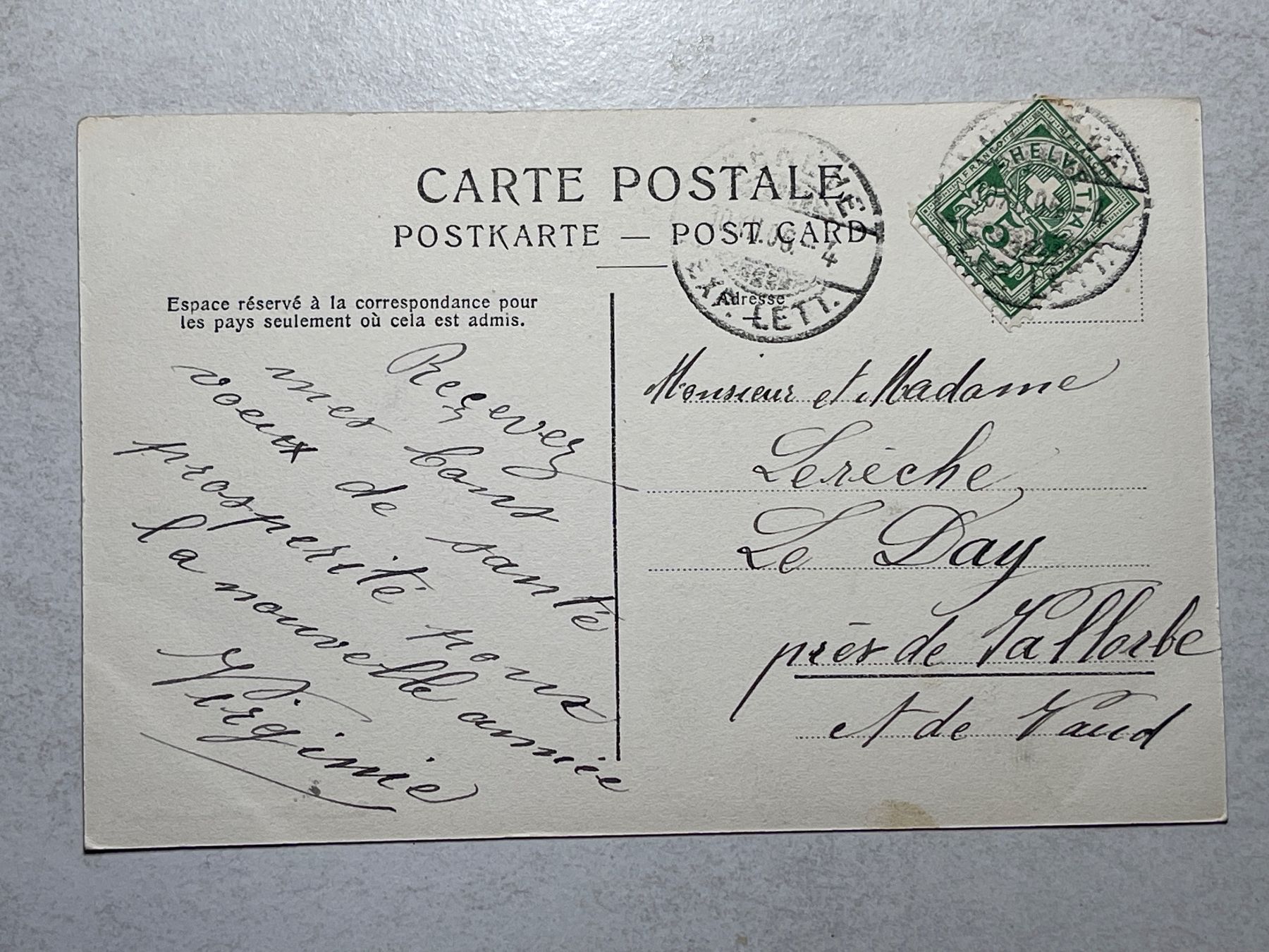 Ansichtskarten: Alte Neujahrs-Postkarte Genf, – Gebraucht aus Strengelbach von Aschatan5 1