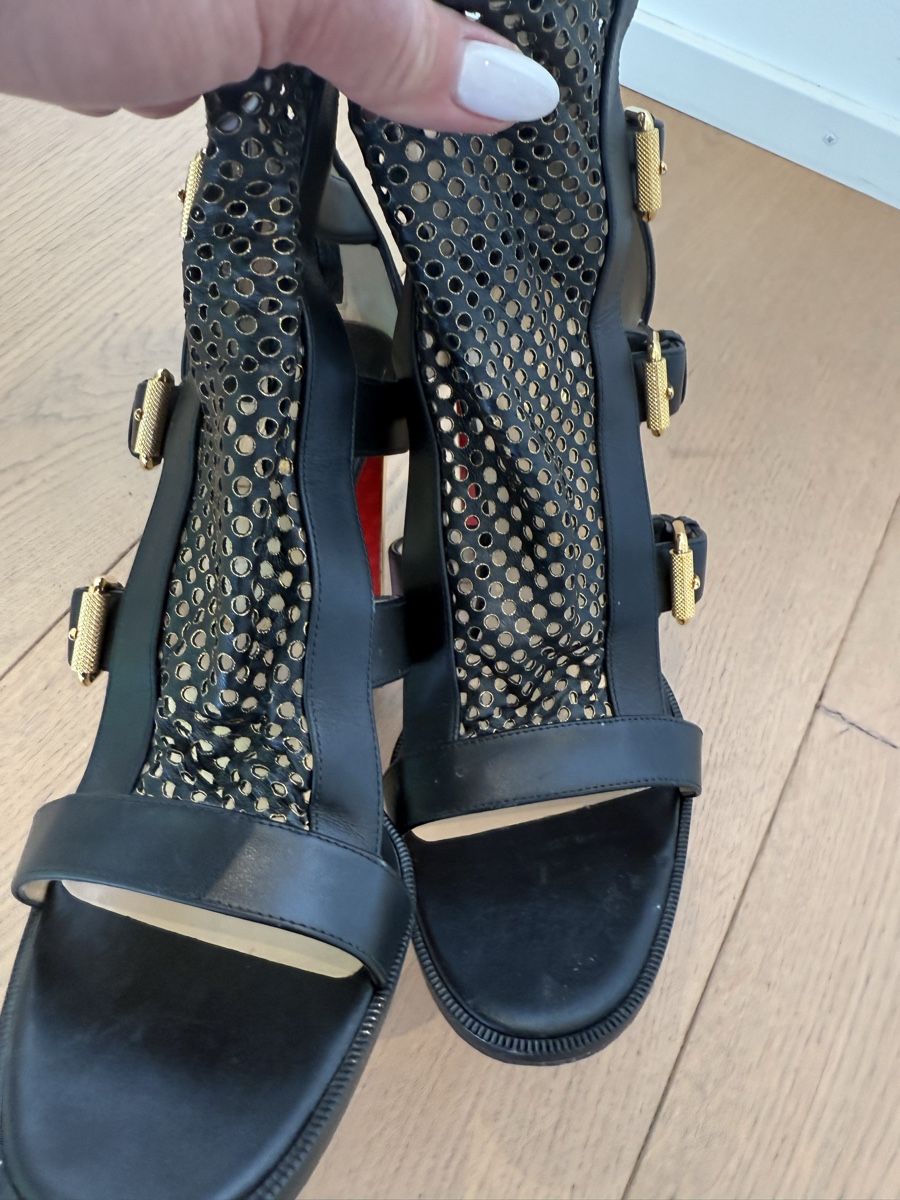 Christian Louboutin Damenschuhe: Louboutin Sandalen, Gladiator41 Gold Absatz – Gebraucht aus Meilen von Dievondort 6