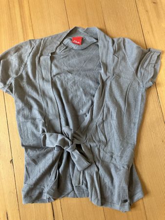 s.Oliver Sommer Cardigan, Wickeloptik, Grau, Grösse M