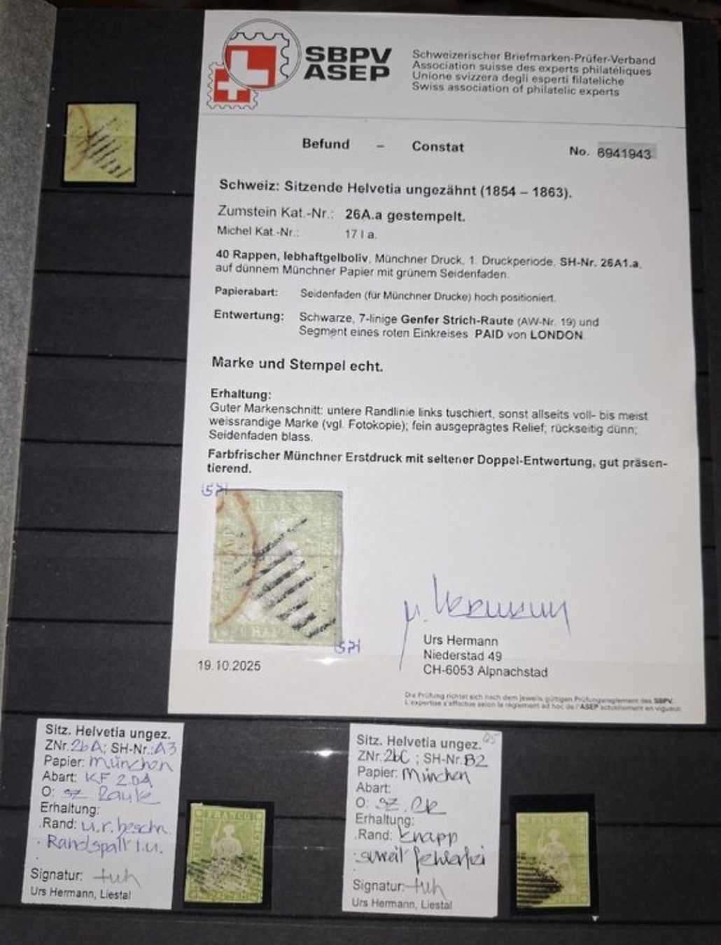 Tutti i francobolli: Strubelsammlung kat. 20000 – Usato da Balgach venduto da SIMEON27 2