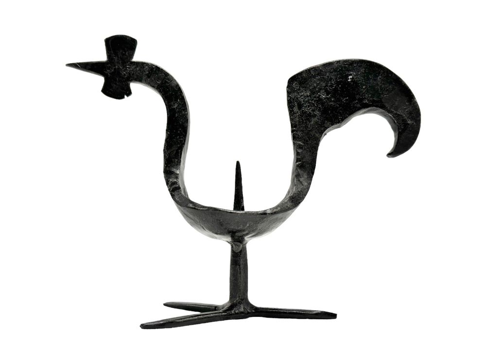 Chandelier bougeoir brutaliste en bronze coulé 1970 | Puces Privées