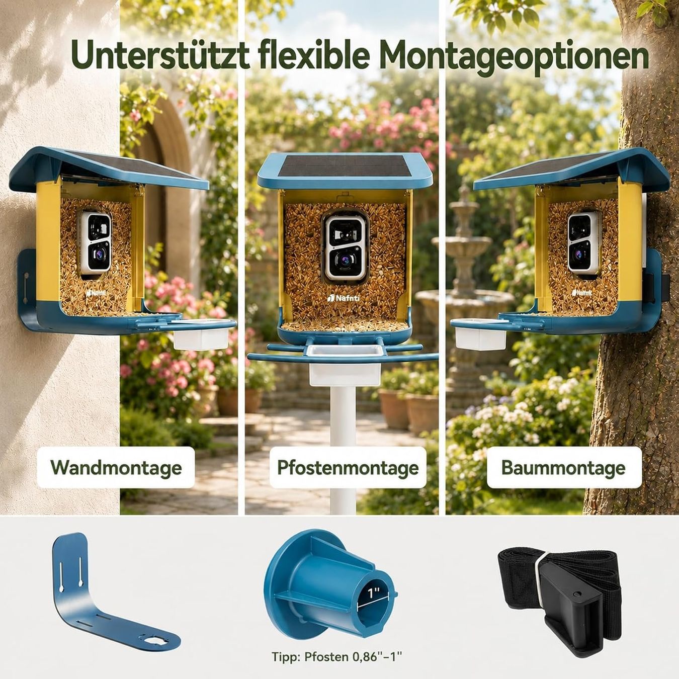 Casette per uccelli: Vogelhaus mit Kamera Solar 2K HD KI Vogelerkennung – Nuovo e nell'imballaggio originale da Dietikon venduto da Abverkauf10 7