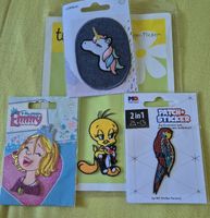 4 Stk Aufbügelmotive Papagei, Einhorn, Emmy, Tweety