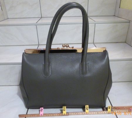 ELEGANTE LEDERTASCHE GRAU MARKE BAGATT Vintage-Style
