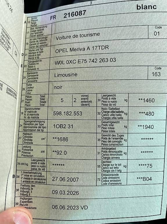 Opel Automobili: A vendre Meriva 1.7 cdti – Usato da Châtonnaye venduto da mfar 4