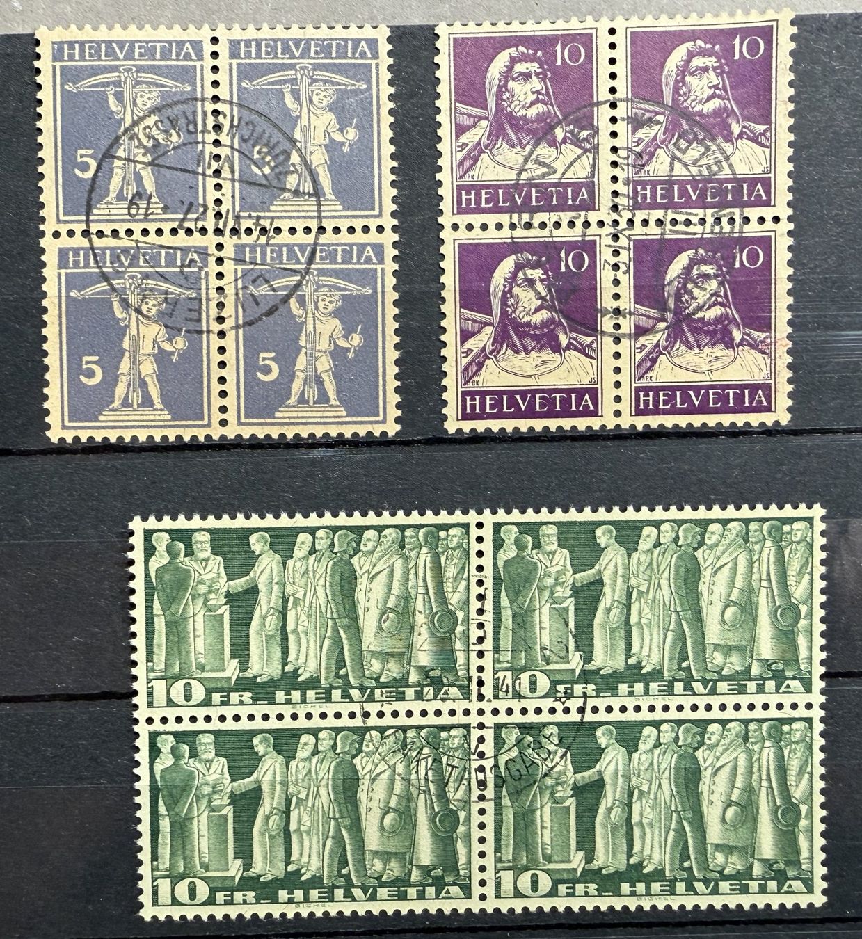 Tutti i francobolli: 184 Lot 3 Viererblöcke SBK 30.- – Usato da Steinhausen venduto da yukon26