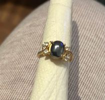 Eleganter Damenring mit dunkler Perle, 16mm