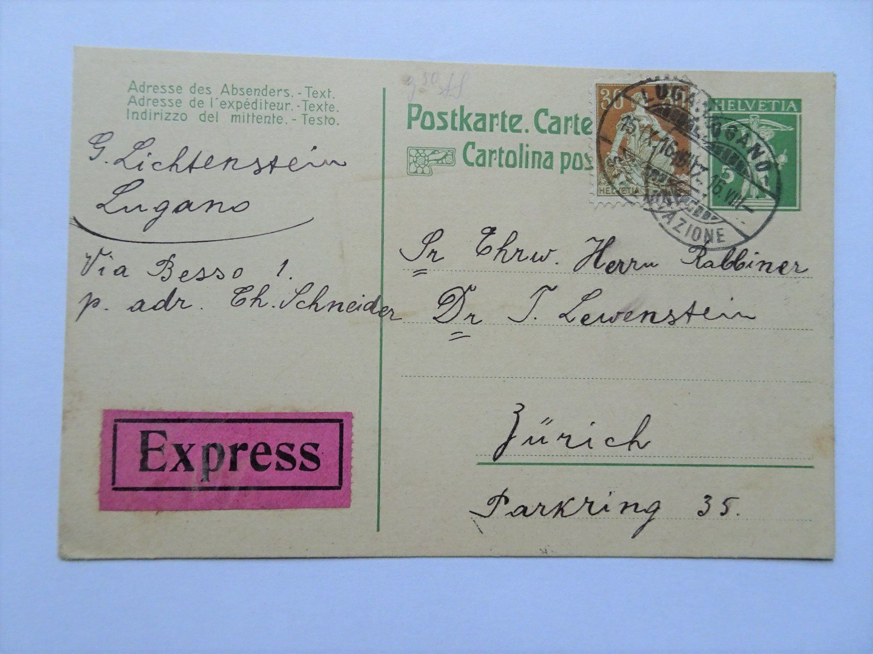 Cartoline postali: 1916 – Usato da Aadorf venduto da Chnorli-Furz