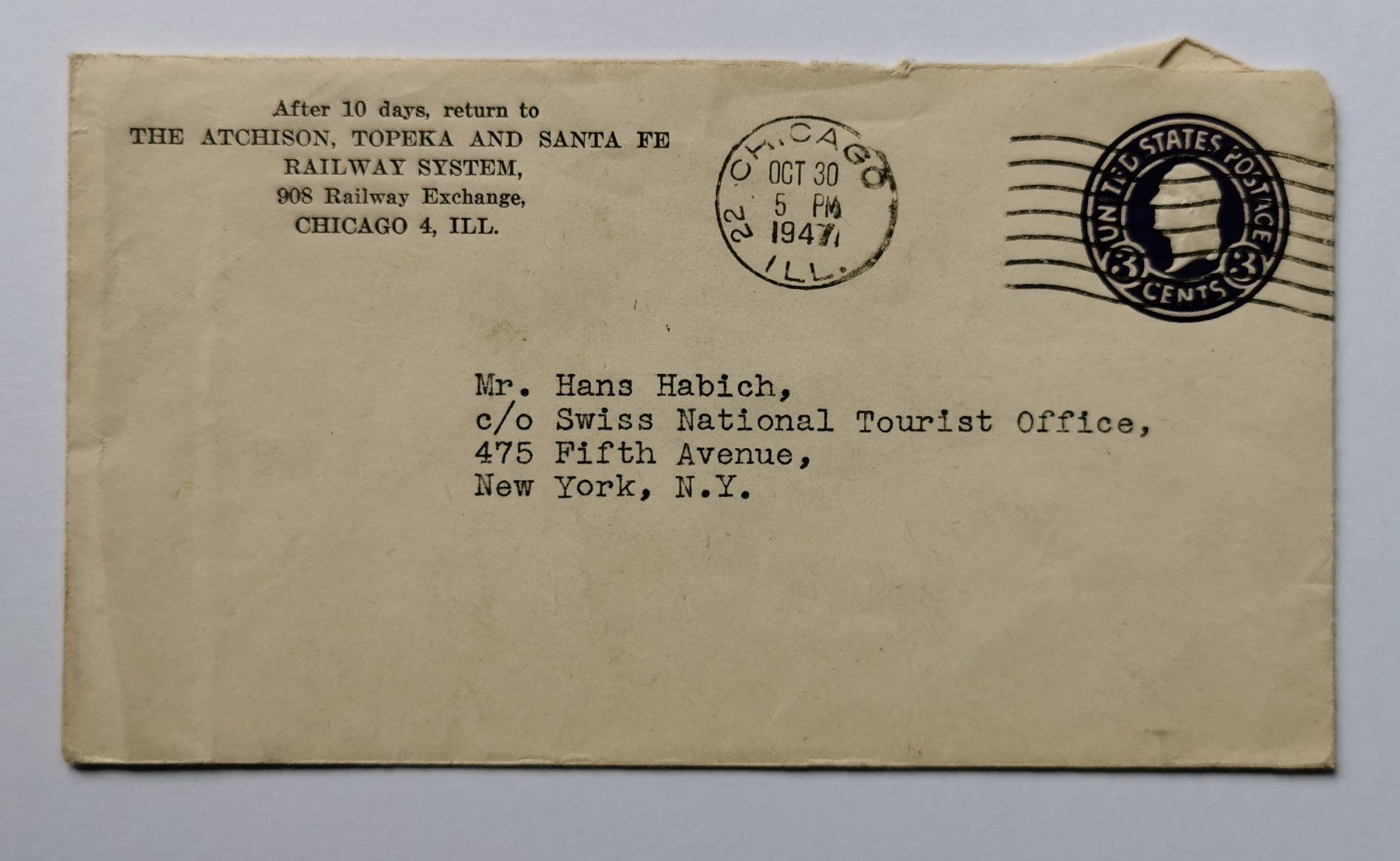 Tous les timbres: USA-Beleg 1947 – D'occasion à Aadorf par Chnorli-Furz