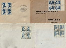 1962, 64, 66, 67 4er-Blocks auf Brief
