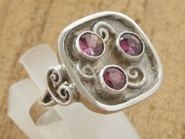 Vintage Ring quadratisch Silber 835 + STAUSS Amethyst