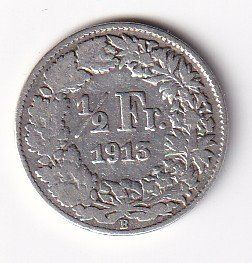 Alle Münzen: 50 Rp. 1913 – Gebraucht aus Neuchâtel von karlpierrino