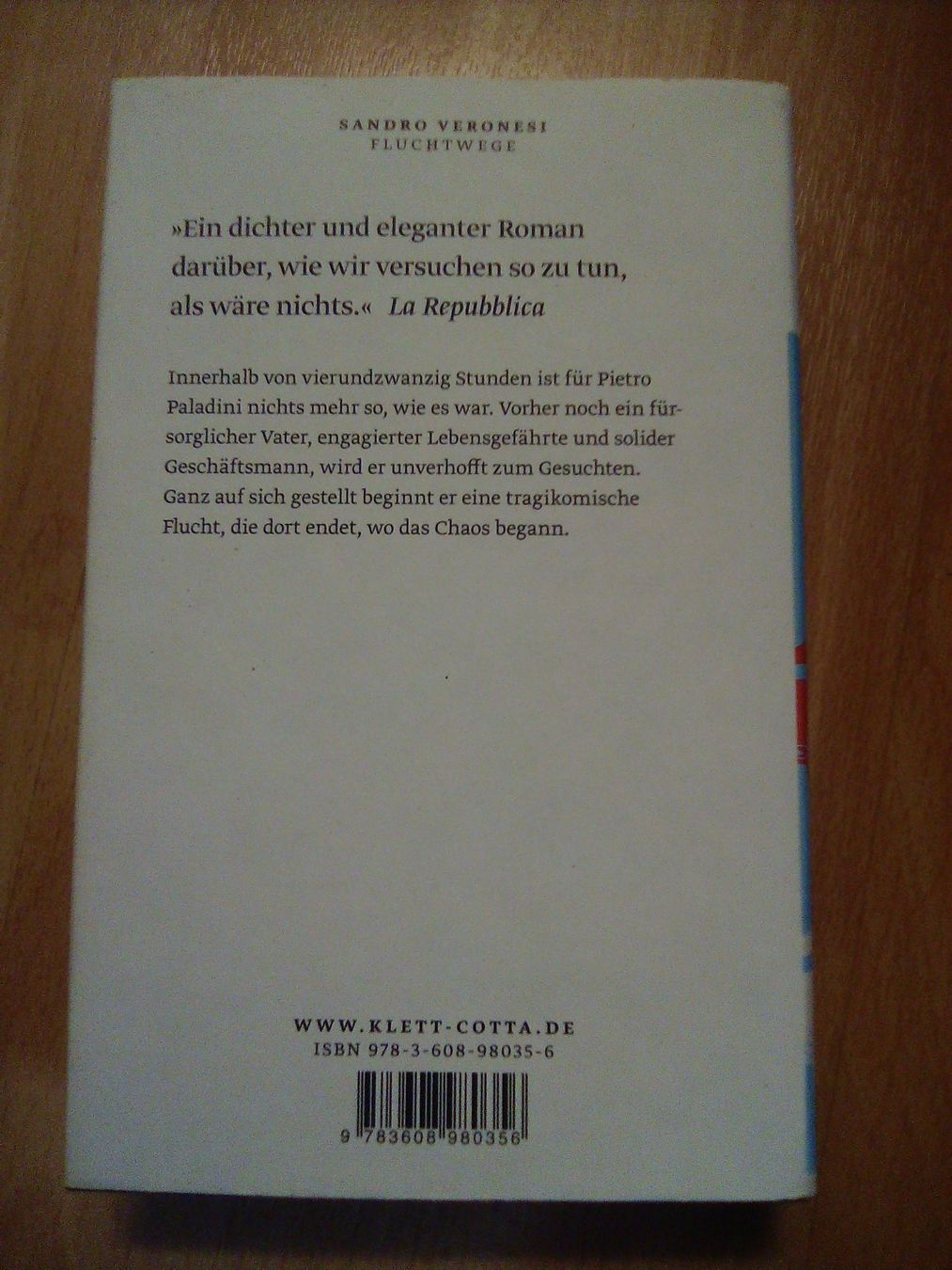 Libri: Fluchtwege Sandro Veronesi – Nuovo (secondo la descrizione) da Winterthur venduto da Colonica 1