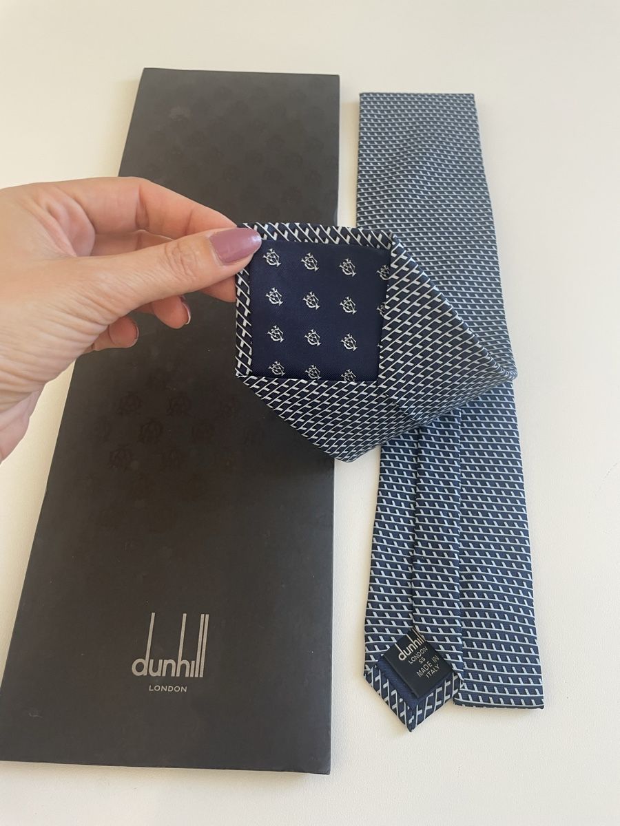 Dunhill Cravatte: Dunhill Krawatte dunkelblau mit Muster Seide neu – Nuovo e nell'imballaggio originale da Münchenstein venduto da nel_57mj 1