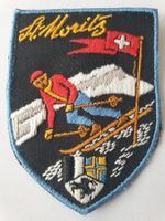 Vintage Badge Wappen St.Moritz Slalom ST. GALLER STICKEREI