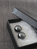 Swarovski Perlen Ohrstecker dunkelgrau / 925er Silber 12 mm