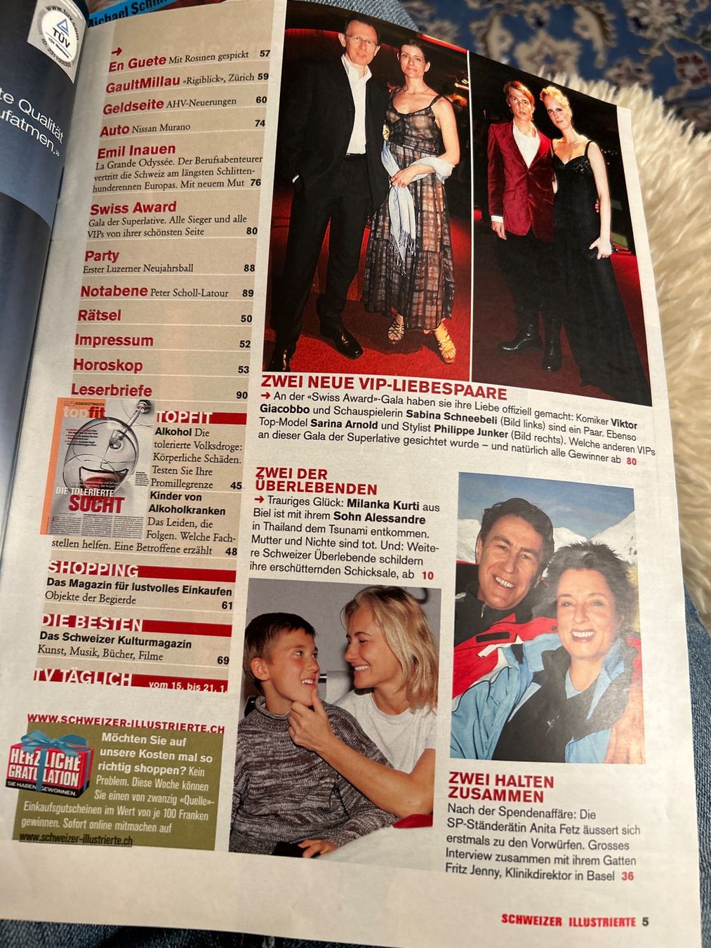 Riviste & Magazine: Schweizer Illustrierte 10.1.2005 Lotti Latrous – Usato da Champfèr venduto da Rothli 1