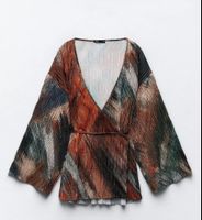 ZARA 🖤 Kimono plissé avec attaches et manches larges NEW! M